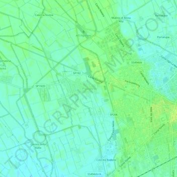 Mapa topográfico Piccolini, altitud, relieve