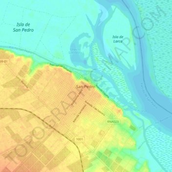 Mapa topográfico San Pedro, altitud, relieve