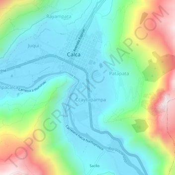 Mapa topográfico Calca, altitud, relieve