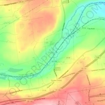 Mapa topográfico Delanson, altitud, relieve
