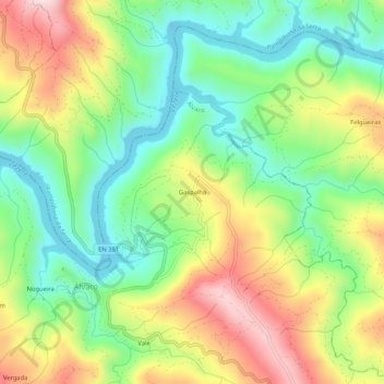 Mapa topográfico Gaspalha, altitud, relieve