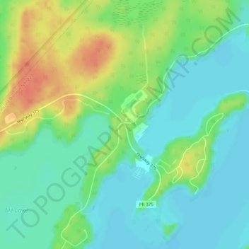 Mapa topográfico Paint Lake, altitud, relieve