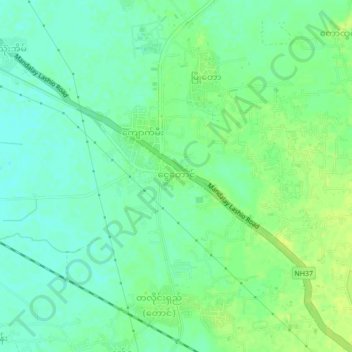 Mapa topográfico Ngwe Taung, altitud, relieve