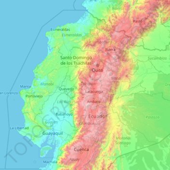 Mapa topográfico Cotopaxi, altitud, relieve