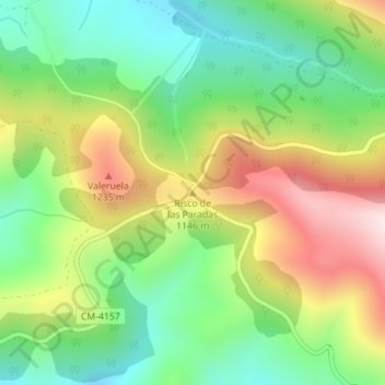 Mapa topográfico Risco de las Paradas, altitud, relieve