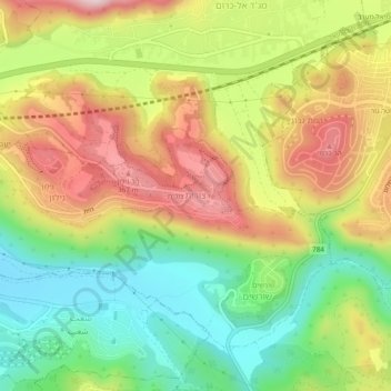 Mapa topográfico Tzurit, altitud, relieve