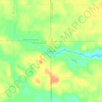 Mapa topográfico Millbrook, altitud, relieve