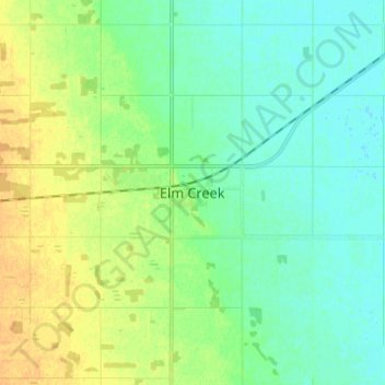 Mapa topográfico Elm Creek, altitud, relieve