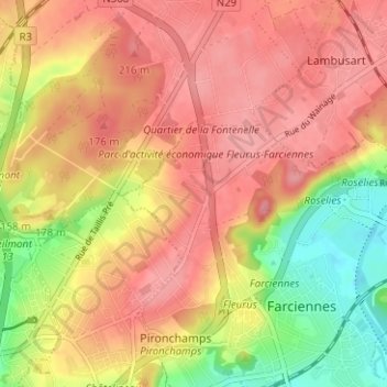 Mapa topográfico Wainage, altitud, relieve