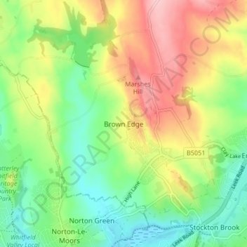 Mapa topográfico Brown Edge, altitud, relieve