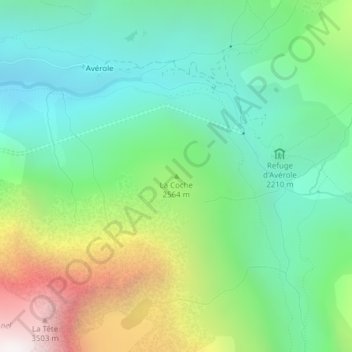 Mapa topográfico La Coche, altitud, relieve