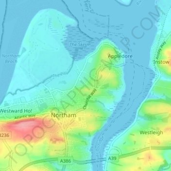 Mapa topográfico Diddywells, altitud, relieve