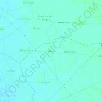 Mapa topográfico Udalpur, altitud, relieve