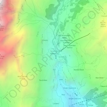 Mapa topográfico Varvoies, altitud, relieve