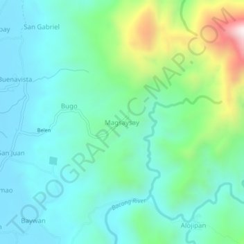 Mapa topográfico Magsaysay, altitud, relieve