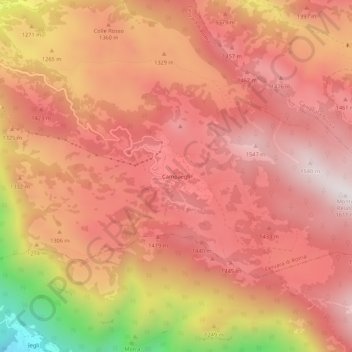 Mapa topográfico Campaegli, altitud, relieve