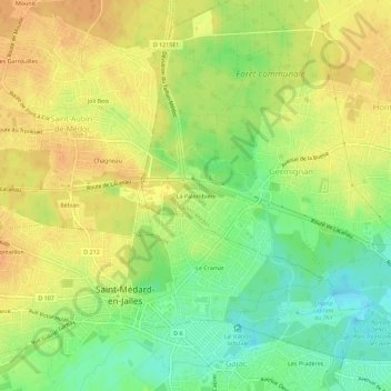Mapa topográfico La Palombière, altitud, relieve