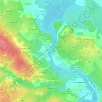 Mapa topográfico Le Pont de Saint-Sulpice, altitud, relieve