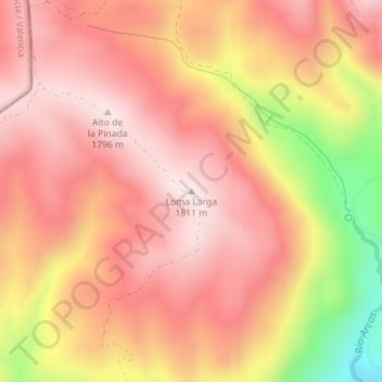 Mapa topográfico Loma Larga, altitud, relieve