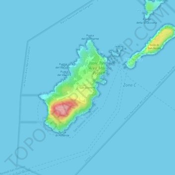Mapa topográfico San Domino, altitud, relieve