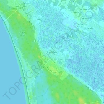 Mapa topográfico Grand-Village, altitud, relieve