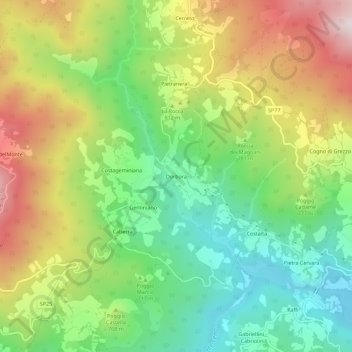Mapa topográfico Dorbora, altitud, relieve