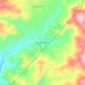 Mapa topográfico Paso de Caballos, altitud, relieve