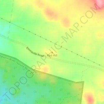 Mapa topográfico Red Hill, altitud, relieve