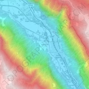 Mapa topográfico Masi Orne, altitud, relieve