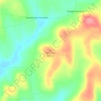 Mapa topográfico Pine Hill, altitud, relieve