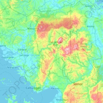 Mapa topográfico Samar, altitud, relieve