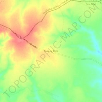 Mapa topográfico Torre de Cima, altitud, relieve