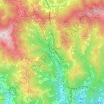 Mapa topográfico Fado, altitud, relieve