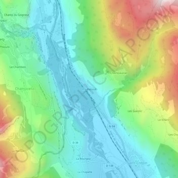 Mapa topográfico Pra Reboul, altitud, relieve