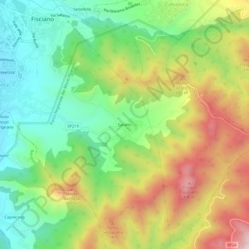 Mapa topográfico Gaiano, altitud, relieve