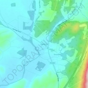 Mapa topográfico Osterburg, altitud, relieve