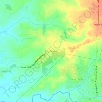 Mapa topográfico Sitio Pag-asa, altitud, relieve