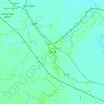 Mapa topográfico Chandi, altitud, relieve