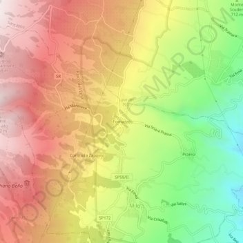 Mapa topográfico Fornazzo, altitud, relieve