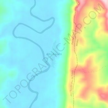 Mapa topográfico Pie de Pató, altitud, relieve