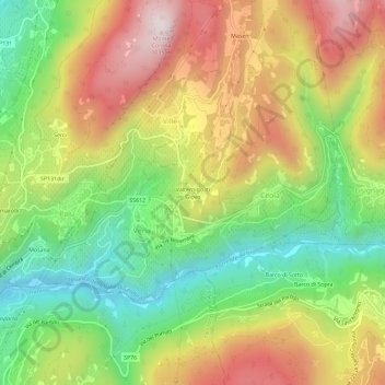 Mapa topográfico Valternigo di Giovo, altitud, relieve
