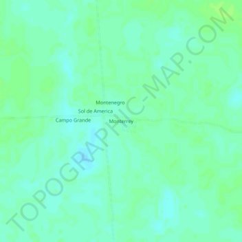 Mapa topográfico Monterrey, altitud, relieve