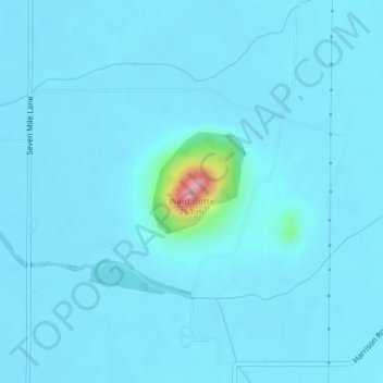Mapa topográfico Ward Butte, altitud, relieve