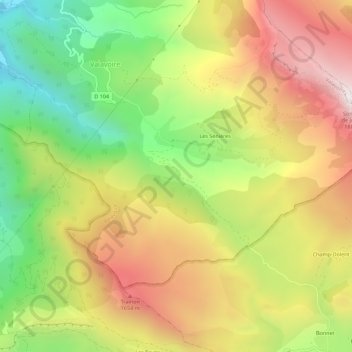 Mapa topográfico Gigouret, altitud, relieve