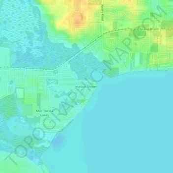 Mapa topográfico Harbor Shores, altitud, relieve