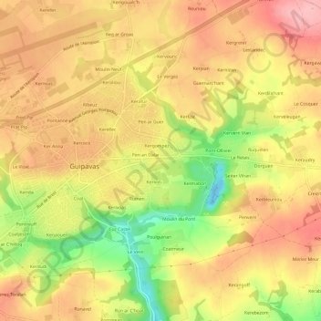 Mapa topográfico Clujury, altitud, relieve