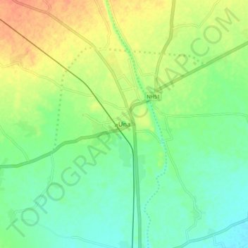 Mapa topográfico Una, altitud, relieve