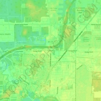 Mapa topográfico Getzville, altitud, relieve