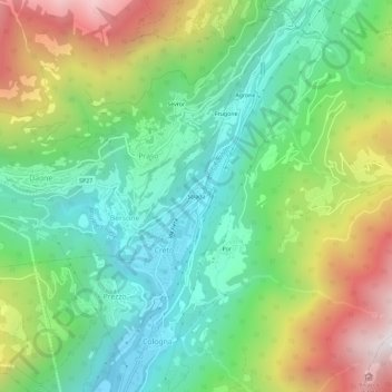 Mapa topográfico Strada, altitud, relieve