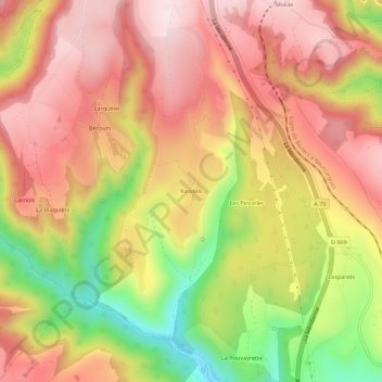 Mapa topográfico Randels, altitud, relieve